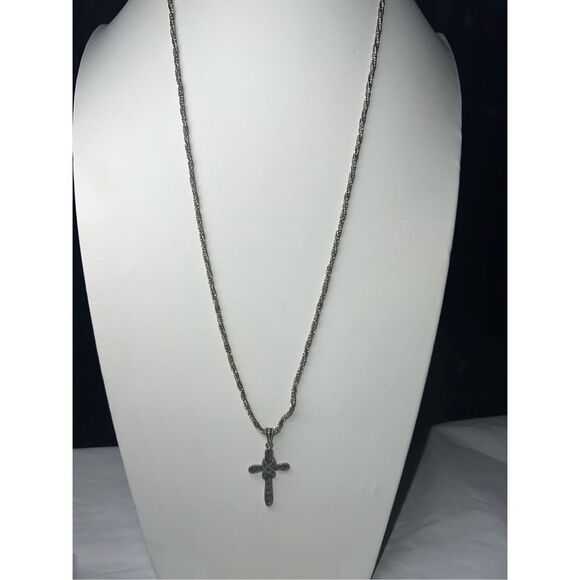 Vintage Sterling Silver Chain and Cross Pendant - Picture 1 of 9